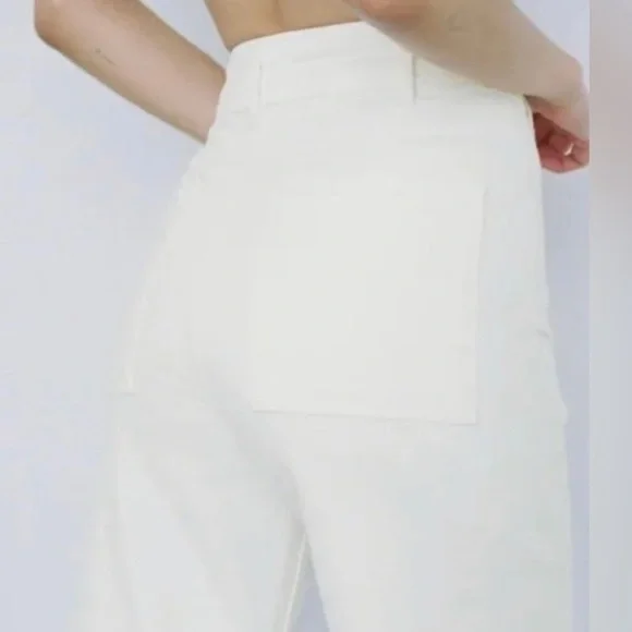 Zara Marine cropped high waisted jeans in white cotton - Picture 7 of 11